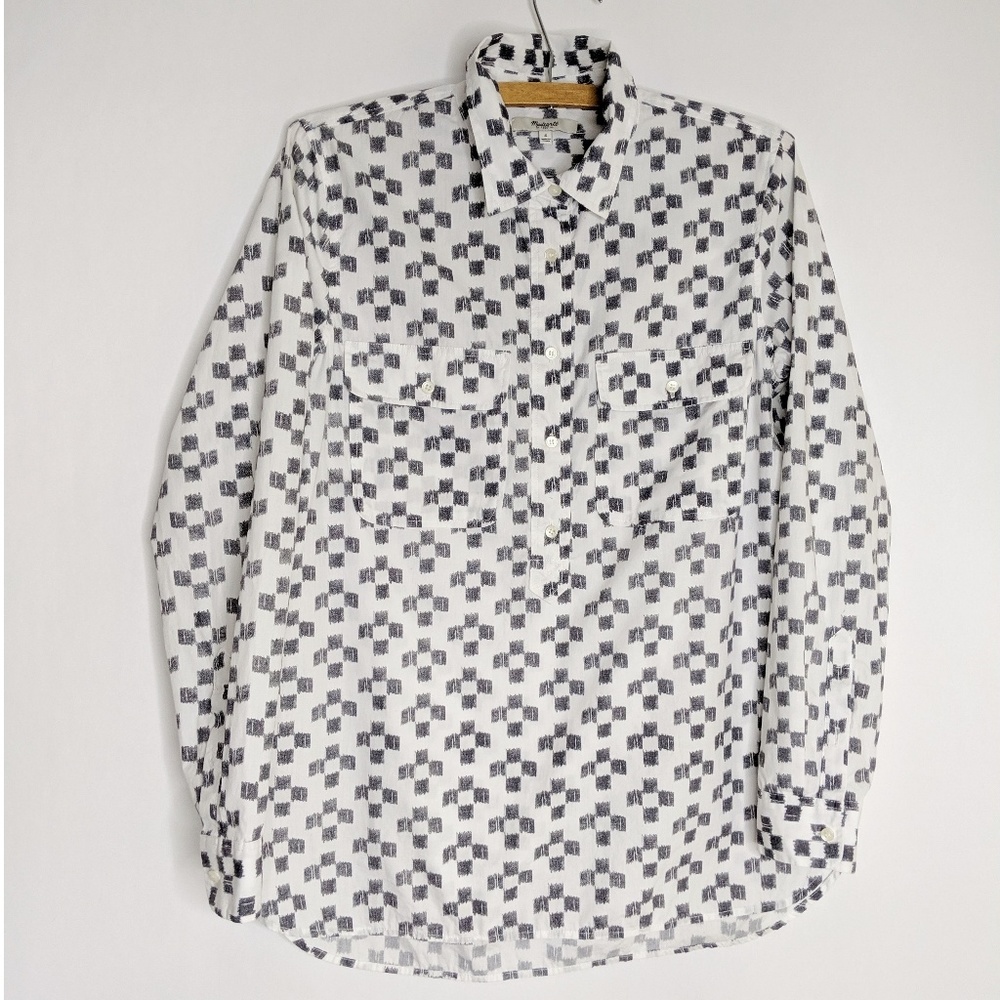 Madewell Half Button Down Checkered Blouse